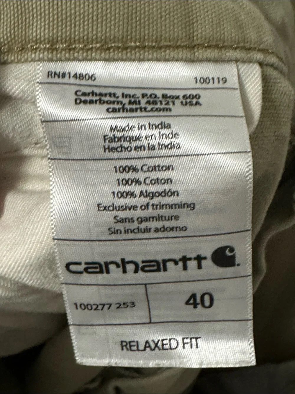 Carhartt Men's Cargo Work Shorts Original Fit Tan Size 40 (Fit like a 38) VGUC